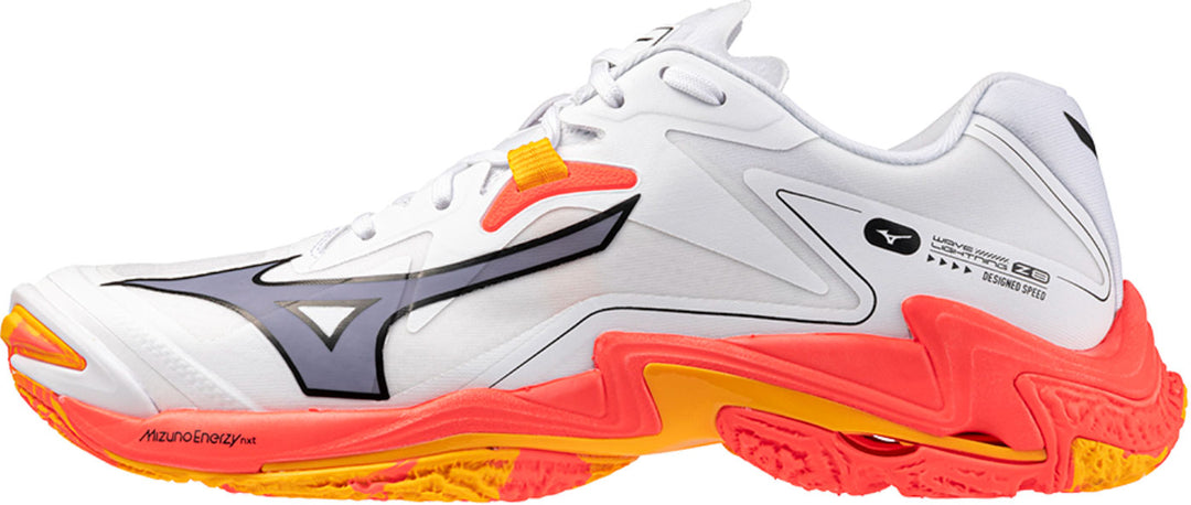 mizuno wave lightning z8 blanc orange jaune noir