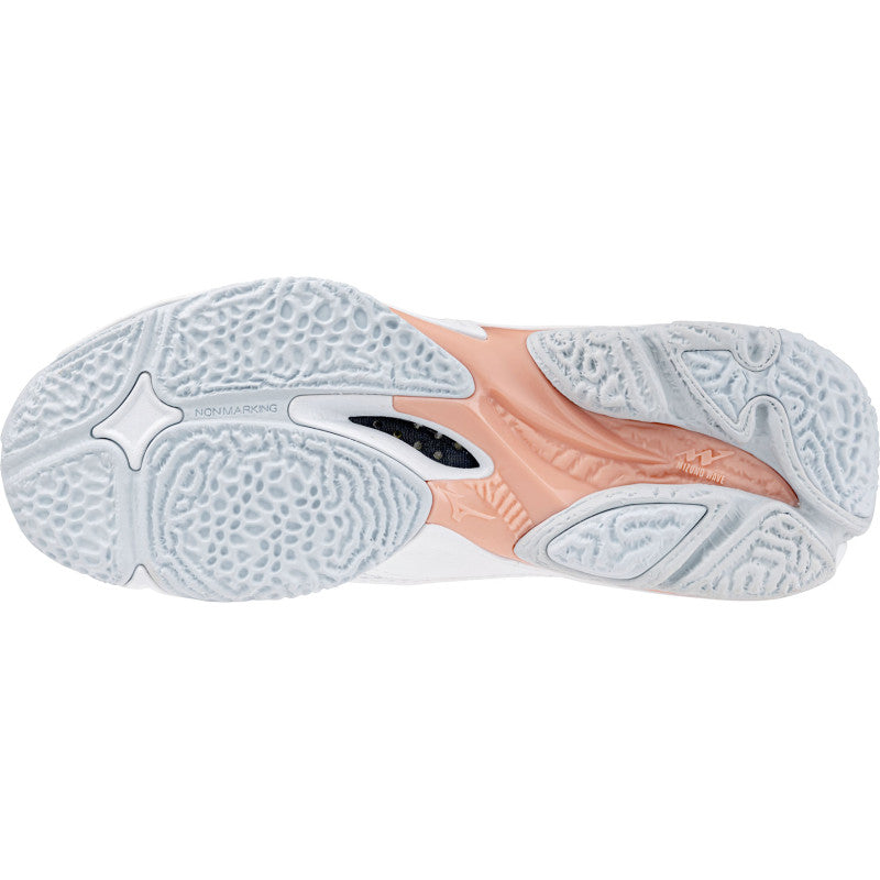 mizuno wave lightning z8 mid femme blanc saumon