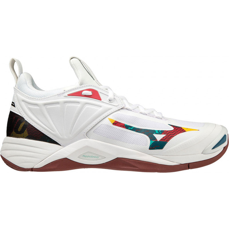 mizuno wave momentum 2 blanc marron rouge noir multicolore