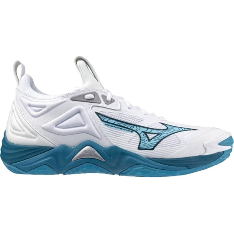mizuno wave momentum 3 blanc bleu argent