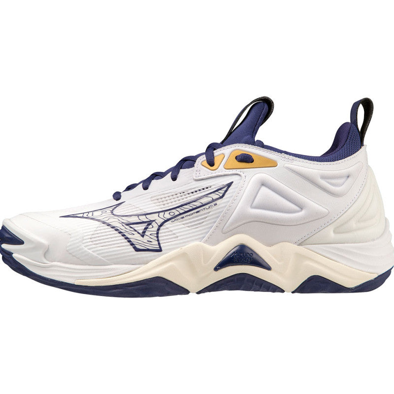 mizuno wave momentum 3 blanc bleu or
