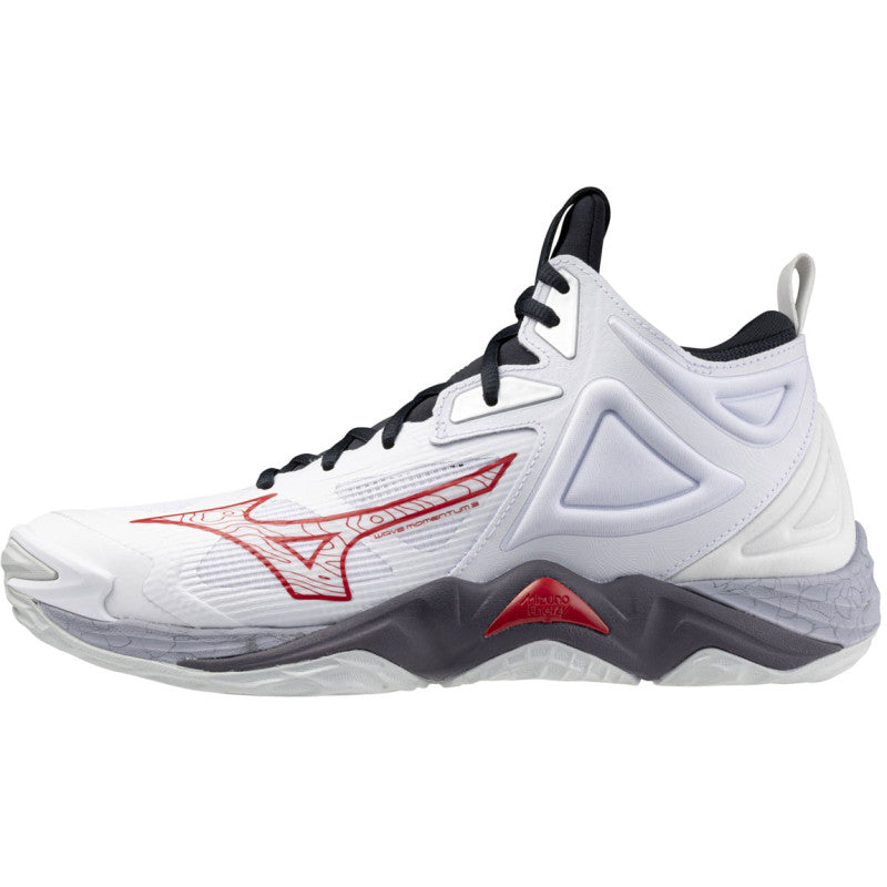 mizuno wave momentum 3 mid blanc rouge