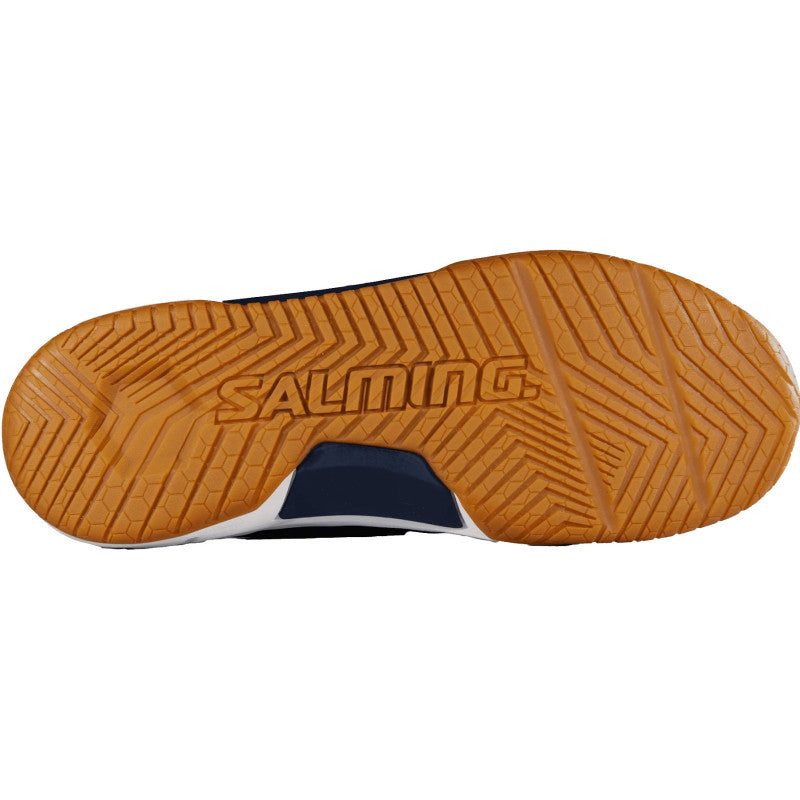 salming recoil ultra mid blanc bleu jaune