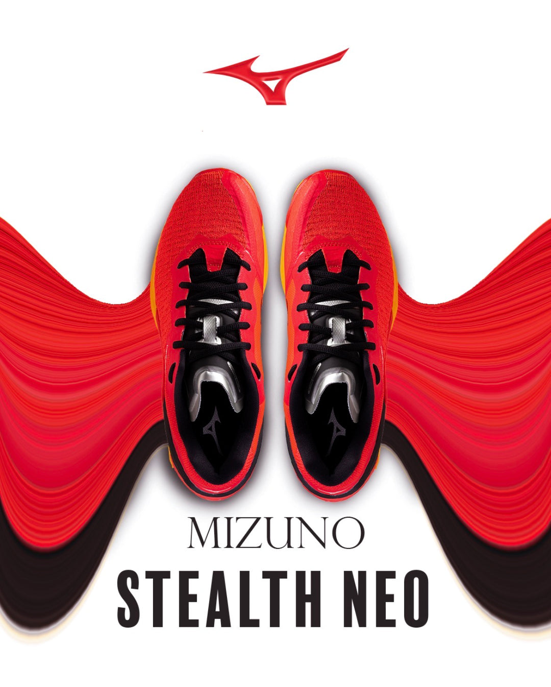 mizuno wave stealth neo rouge orange jaune noir blanc