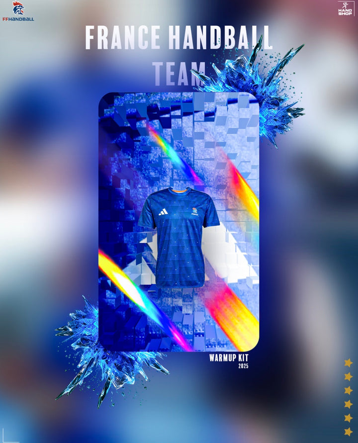 maillot echauffement equipe de france handball 2025 bleu
