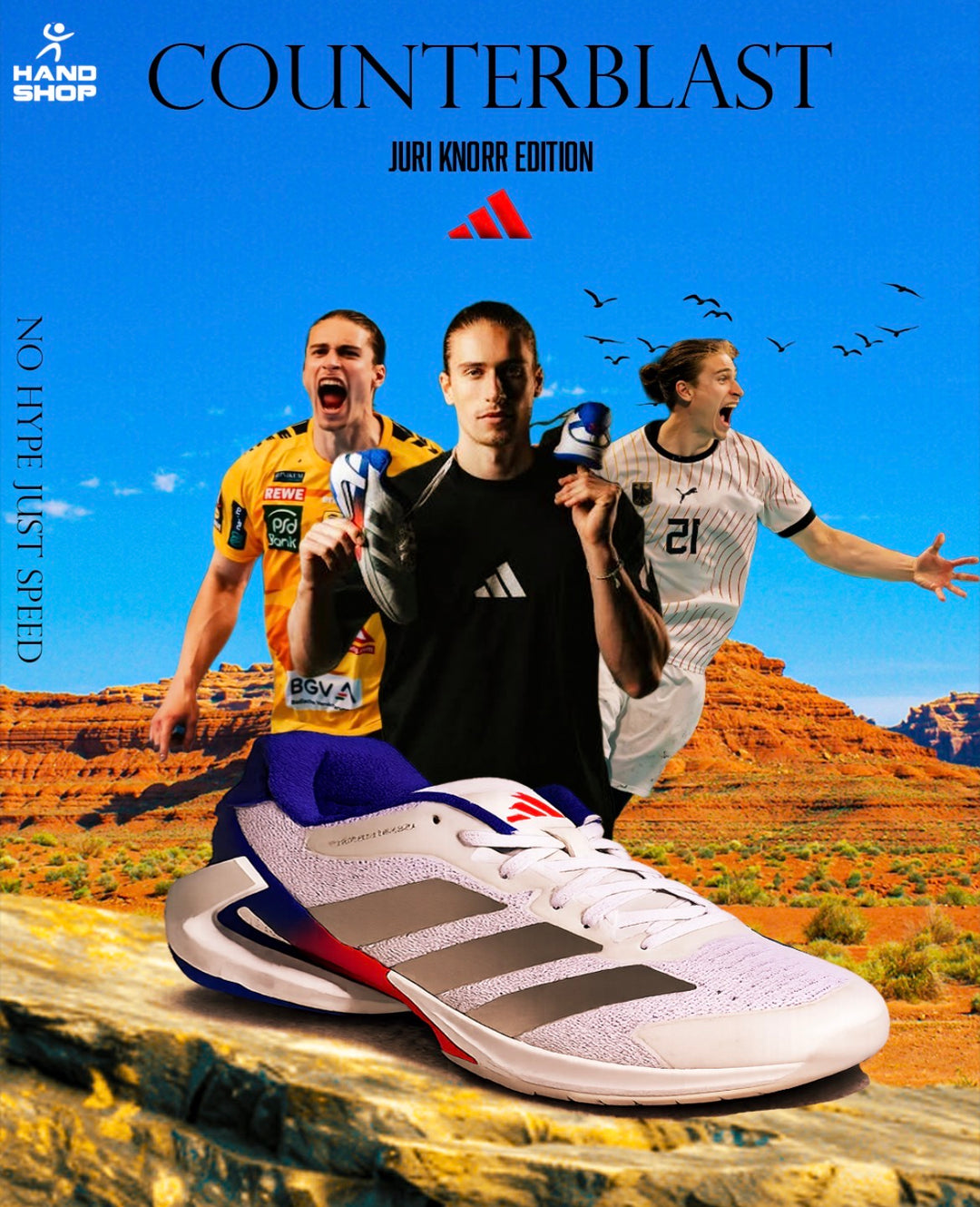 adidas counterblast Juri Knorr blanc bleu rouge gris