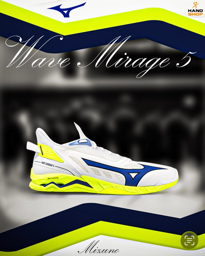 mizuno wave mirage 5 blanc jaune fluo bleu