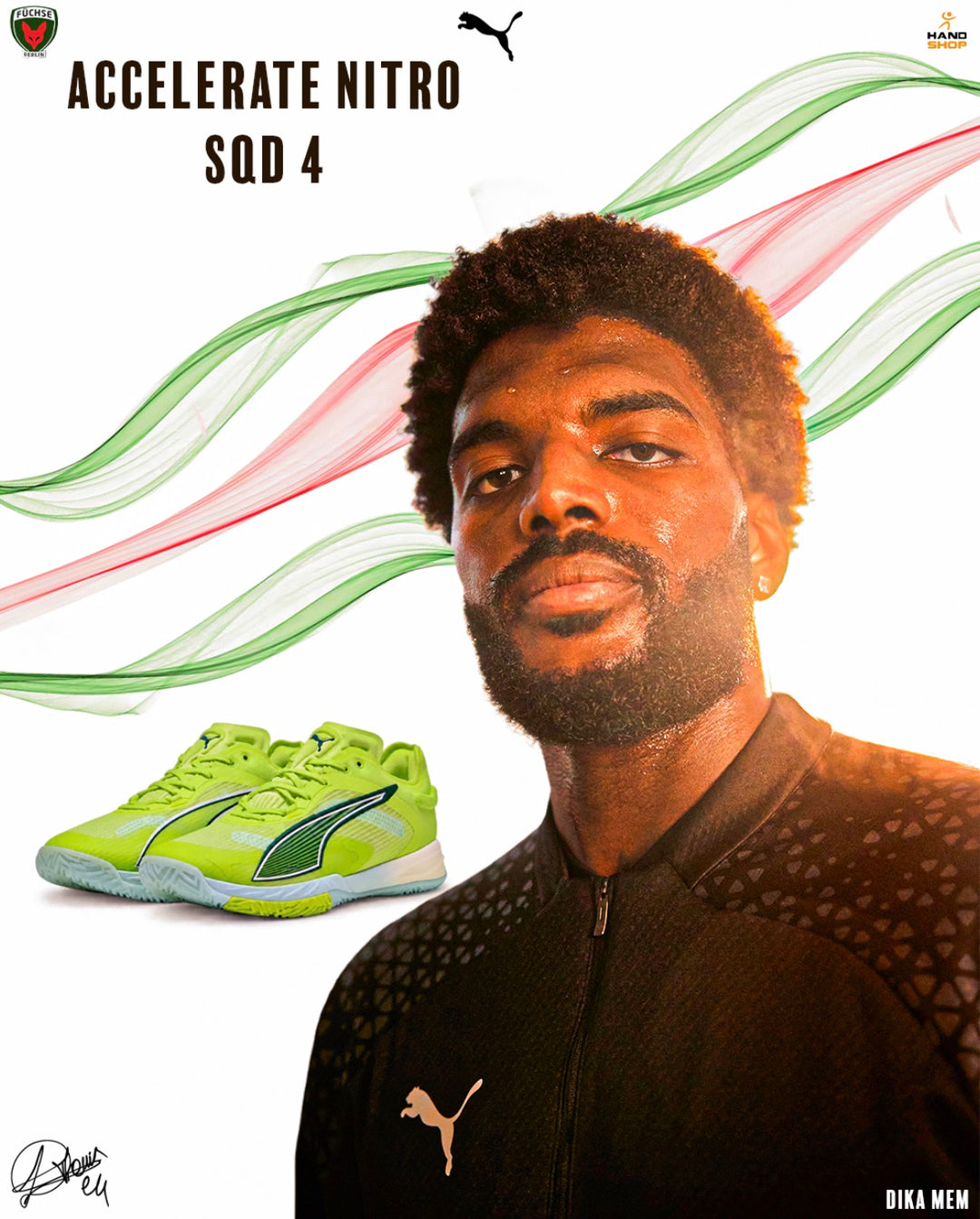 puma accelerate nitro sqd 4 jaune fluo vert
