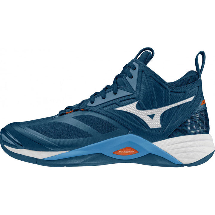 Mizuno Wave Momentum 2 Mid Bleu Blanc Orange