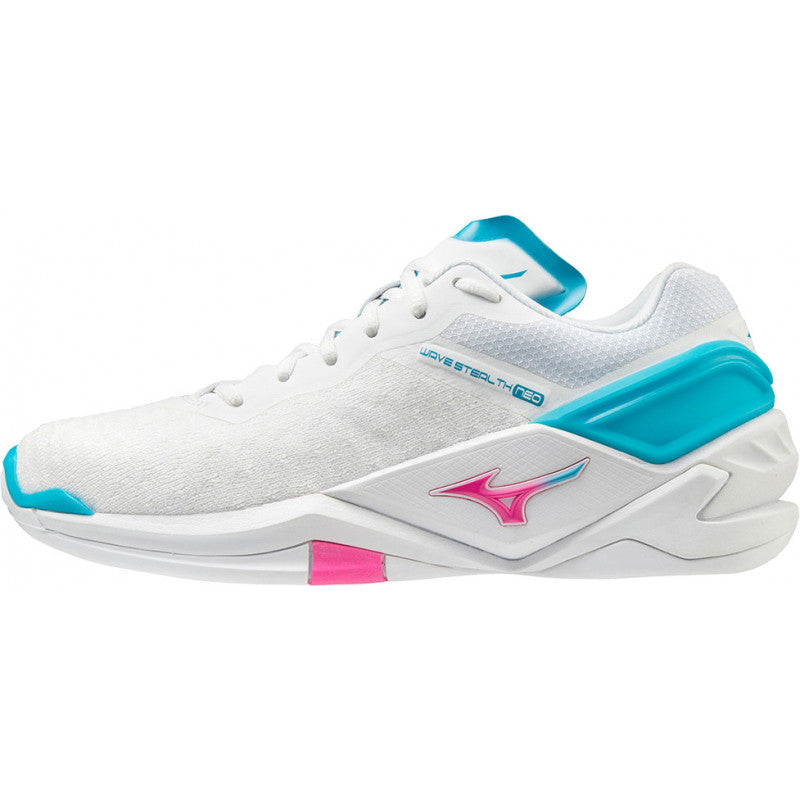 Mizuno Wave Stealth Neo Femme Blanc Turquoise Rose