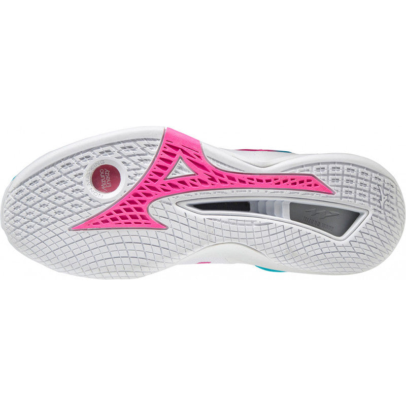Mizuno Wave Stealth Neo Femme Blanc Turquoise Rose