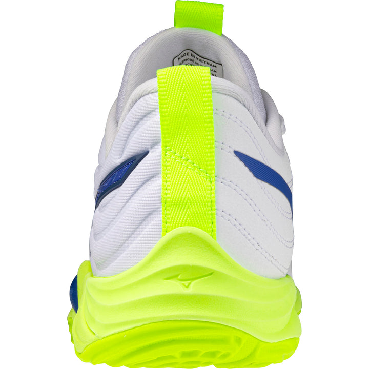Mizuno Wave Momentum Elite Blanc Bleu Jaune Fluo