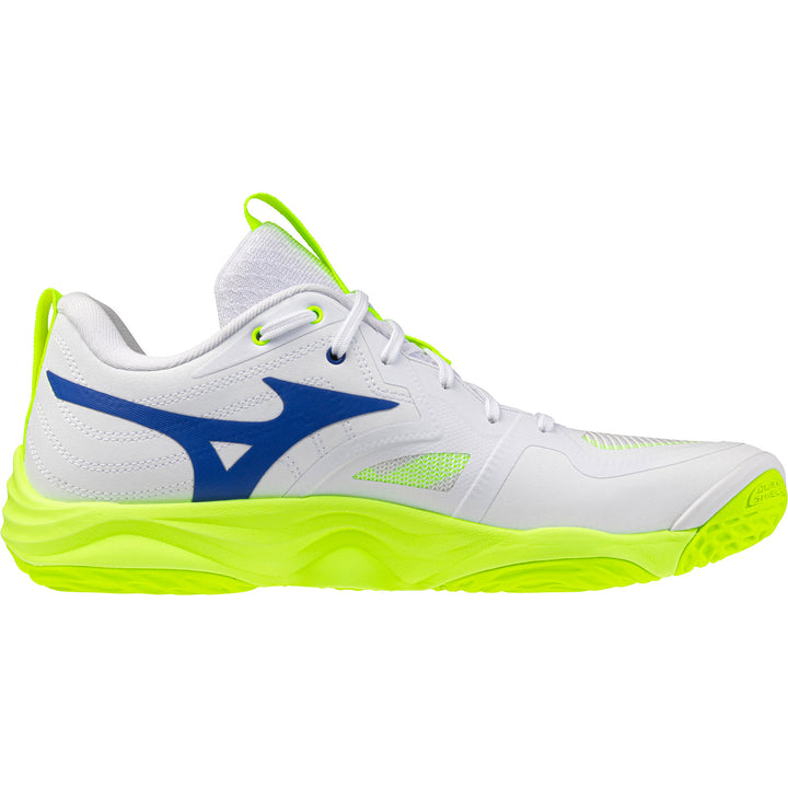 Mizuno Wave Momentum Elite Blanc Bleu Jaune Fluo