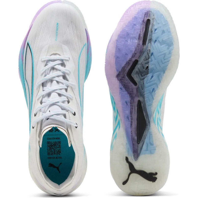 Puma Accelerate Nitro SQD 5 Blanc Turquoise Violet