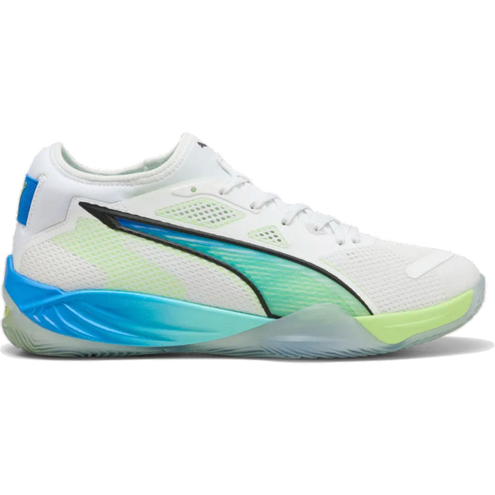 Chaussure de handball Puma Eliminate Nitro SQD 4 Energy Pack Blanc Bleu Jaune