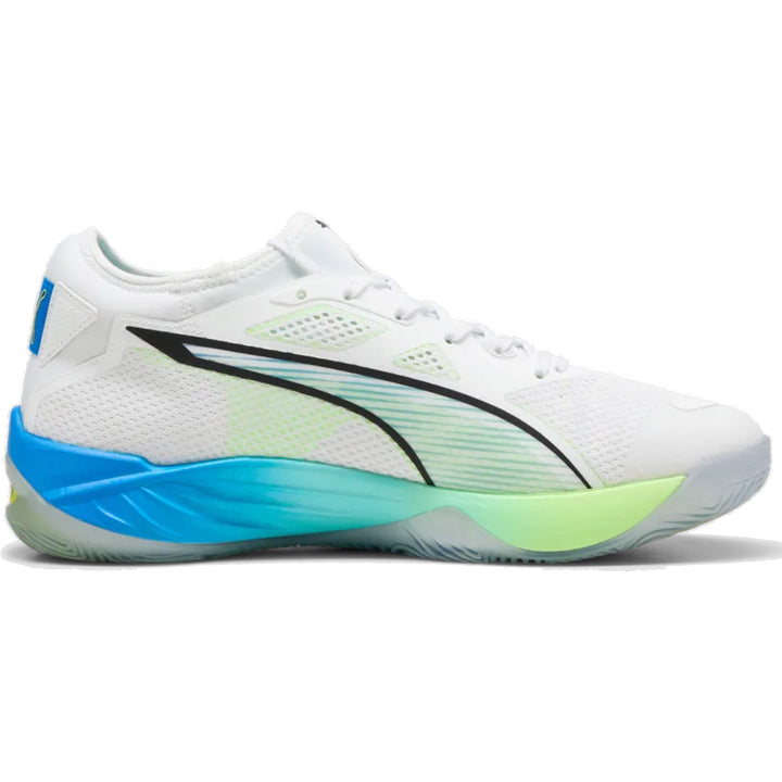 Chaussure de handball Puma Eliminate Nitro SQD 4 Energy Pack Blanc Bleu Jaune