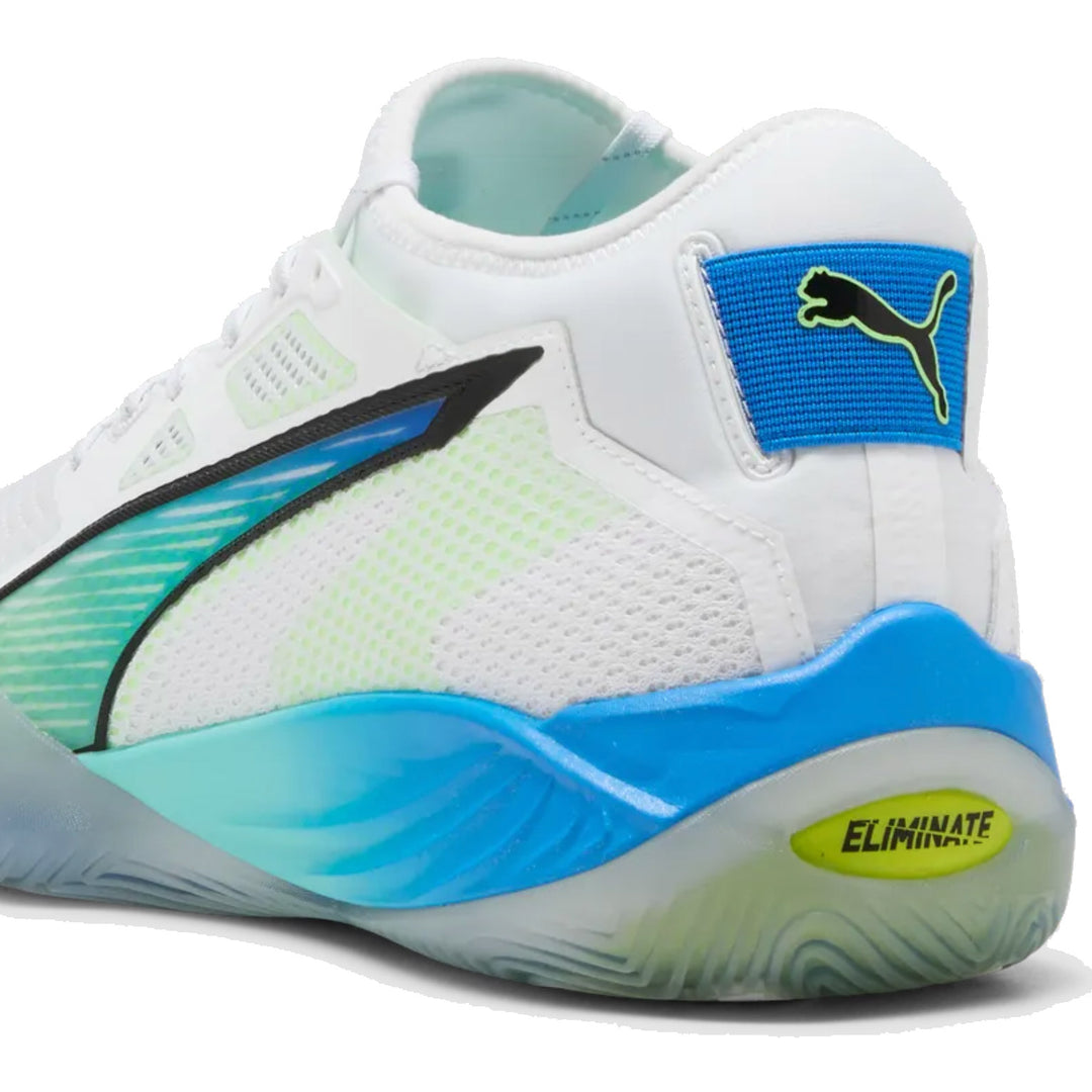 Chaussure de handball Puma Eliminate Nitro SQD 4 Energy Pack Blanc Bleu Jaune