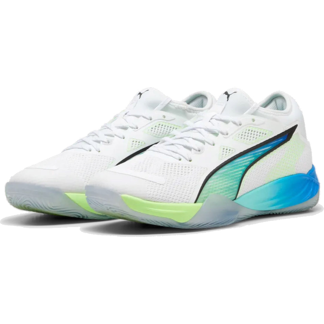 Chaussure de handball Puma Eliminate Nitro SQD 4 Energy Pack Blanc Bleu Jaune