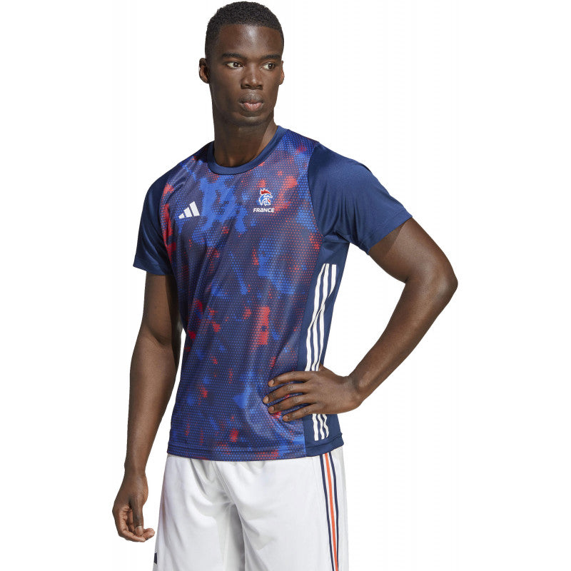 maillot echauffement ffhb equipe france handball 2023 bleu adidas