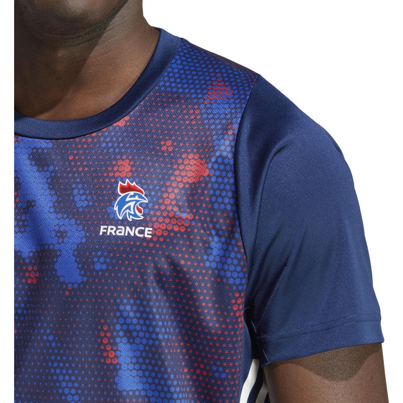 maillot echauffement ffhb equipe france handball 2023 bleu adidas
