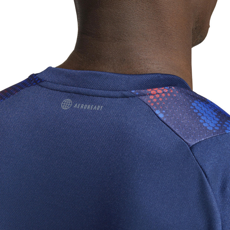 maillot echauffement ffhb equipe france handball 2023 bleu adidas
