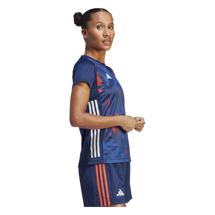 maillot echauffement ffhb equipe france handball 2023 bleu femme adidas