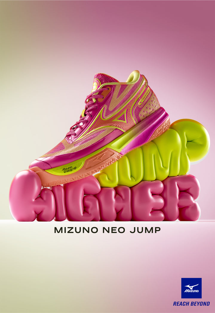 Chaussures de Handball Mizuno Neo Jump - Rose Fuchsia & Jaune Fluo
