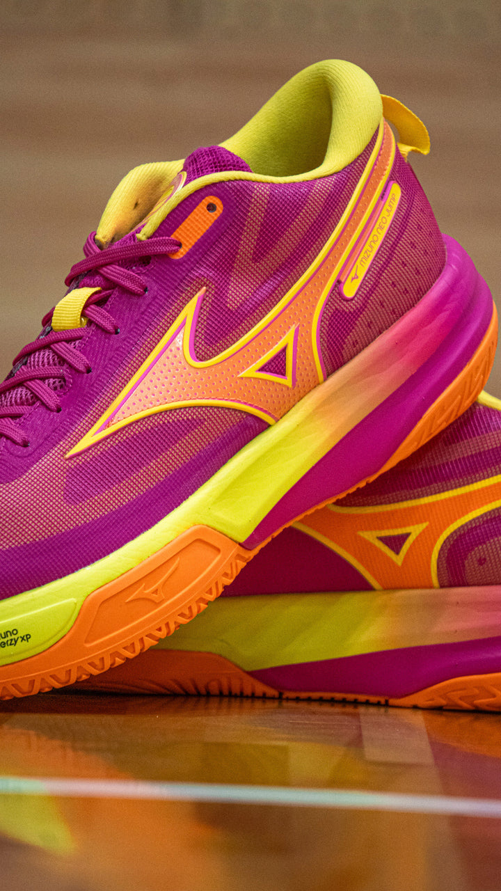 Chaussures de Handball Mizuno Neo Jump - Rose Fuchsia & Jaune Fluo