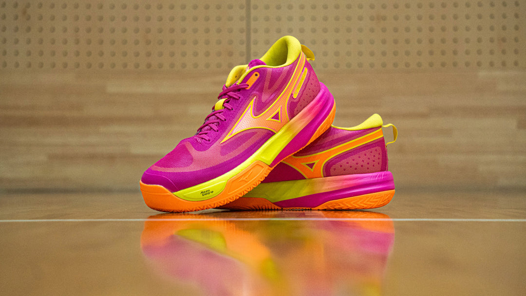 Chaussures de Handball Mizuno Neo Jump - Rose Fuchsia & Jaune Fluo
