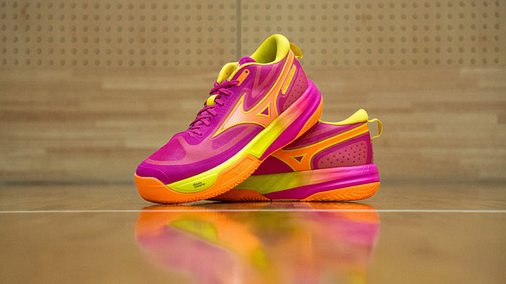 Chaussures de Handball Mizuno Neo Jump - Rose Fuchsia & Jaune Fluo
