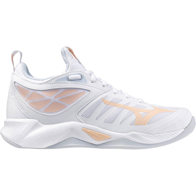 mizuno wave dimension femme blanc saumon