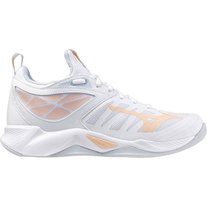 mizuno wave dimension femme blanc saumon