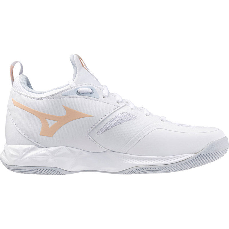 mizuno wave dimension femme blanc saumon