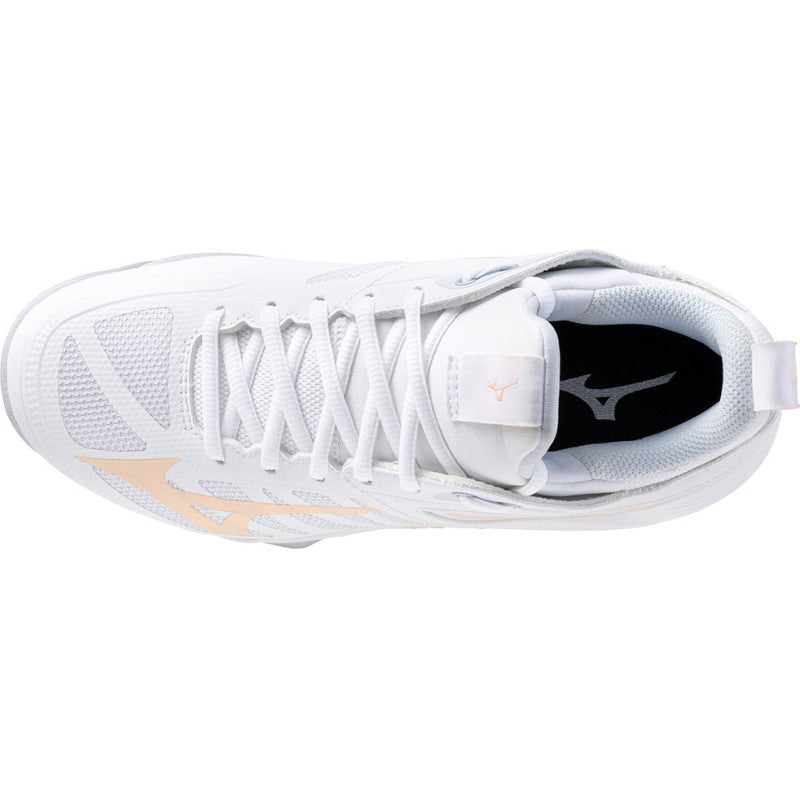mizuno wave dimension femme blanc saumon