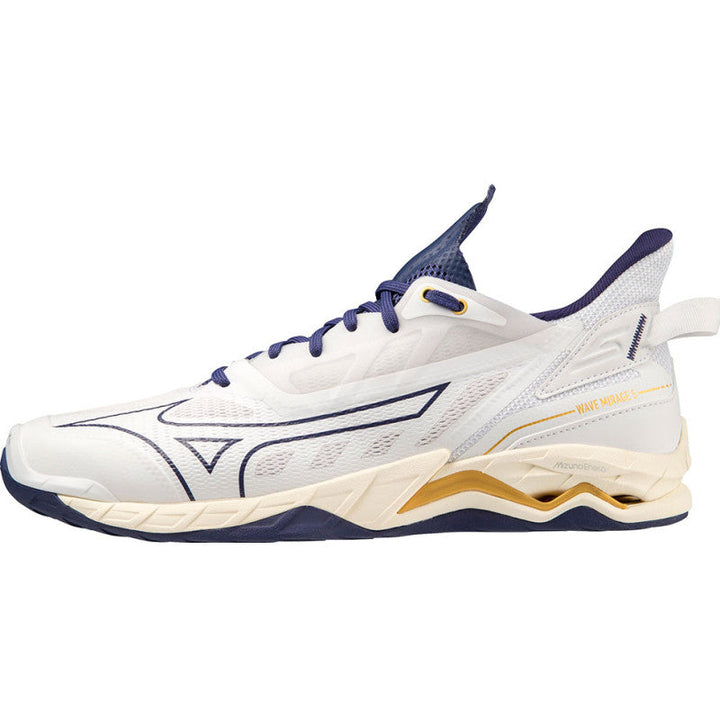 mizuno wave mirage 5 blanc bleu or