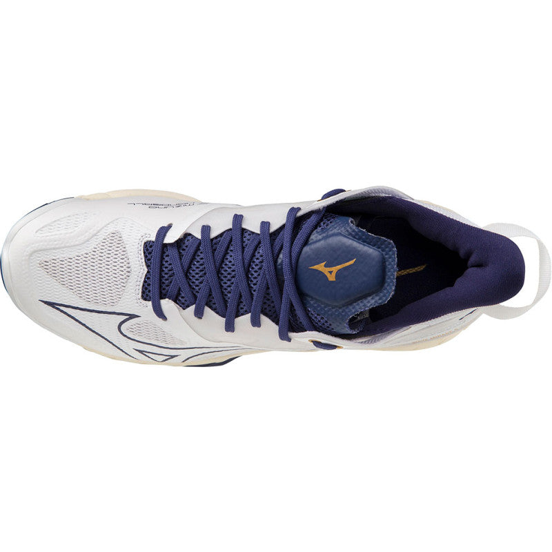 mizuno wave mirage 5 blanc bleu or
