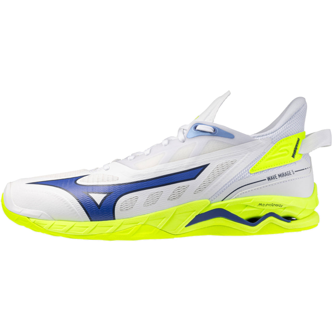 mizuno wave mirage 5 blanc jaune fluo bleu