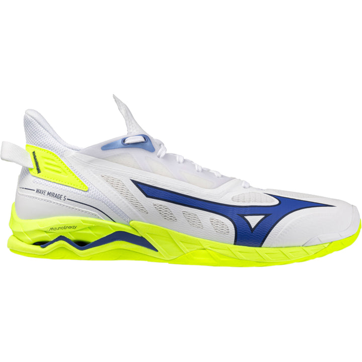 mizuno wave mirage 5 blanc jaune fluo bleu
