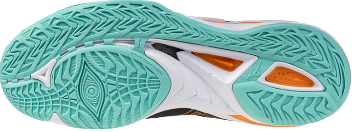 mizuno wave mirage 5 noir blanc vert orange