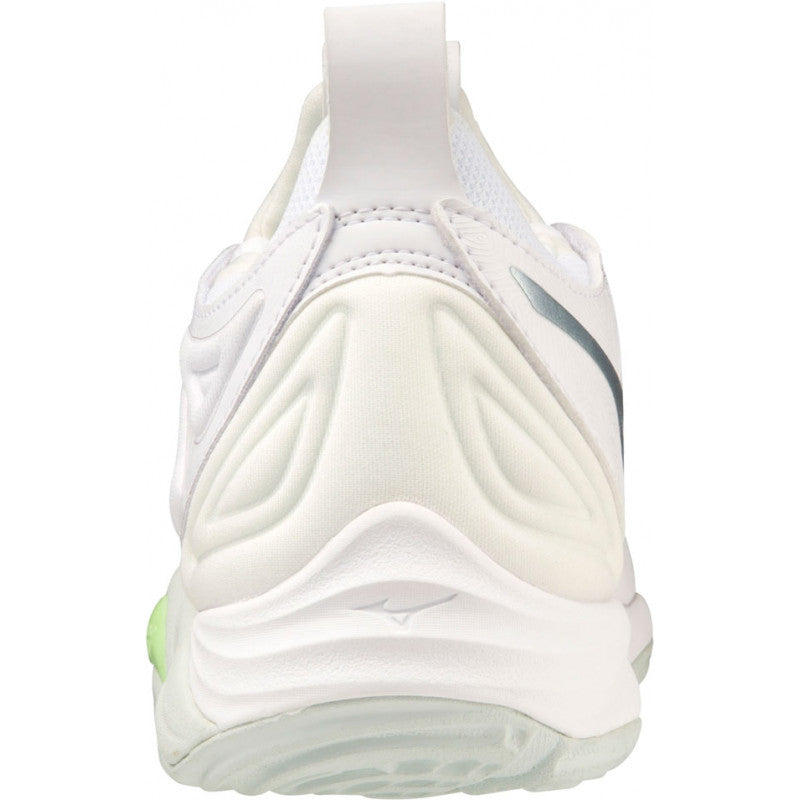 mizuno wave momentum 3 femme blanc vert gris