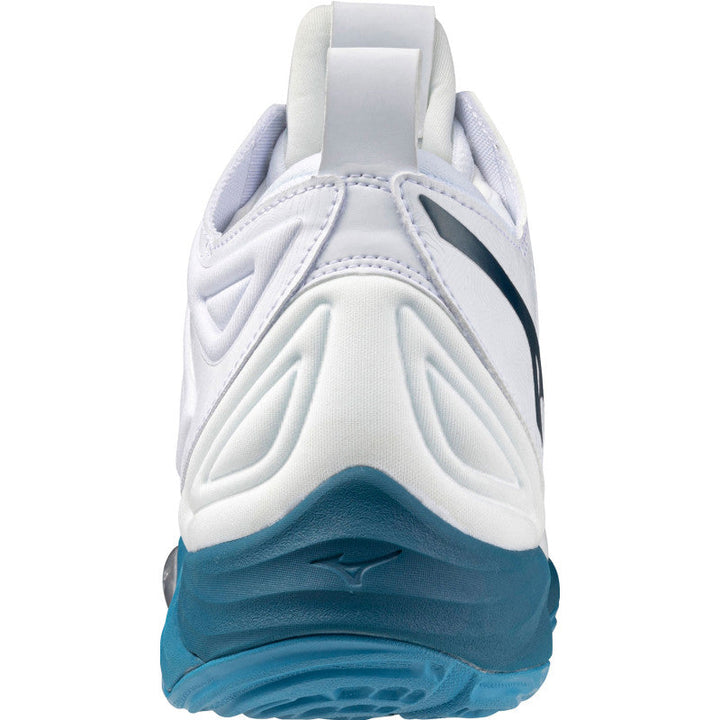 mizuno wave momentum 3 mid blanc bleu argent