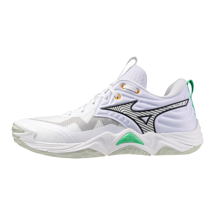 mizuno wave momentum elite blanc gris vert