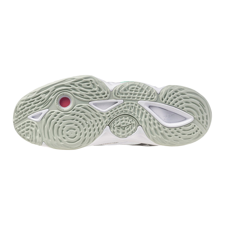 mizuno wave momentum elite blanc gris vert