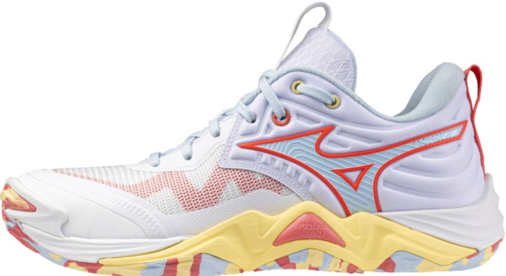 mizuno wave momentum elite blanc jaune orange vert