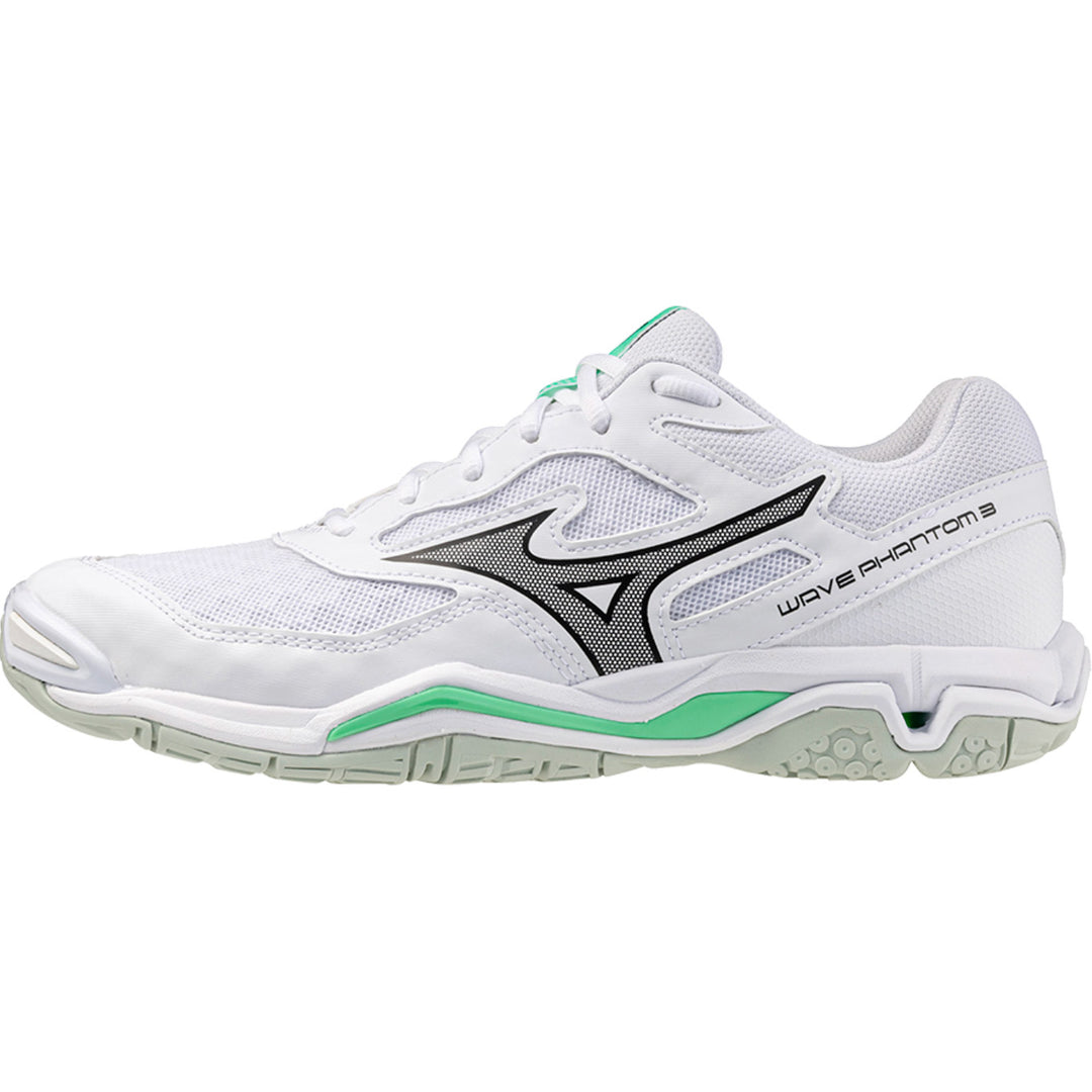 mizuno wave phantom blanc gris vert