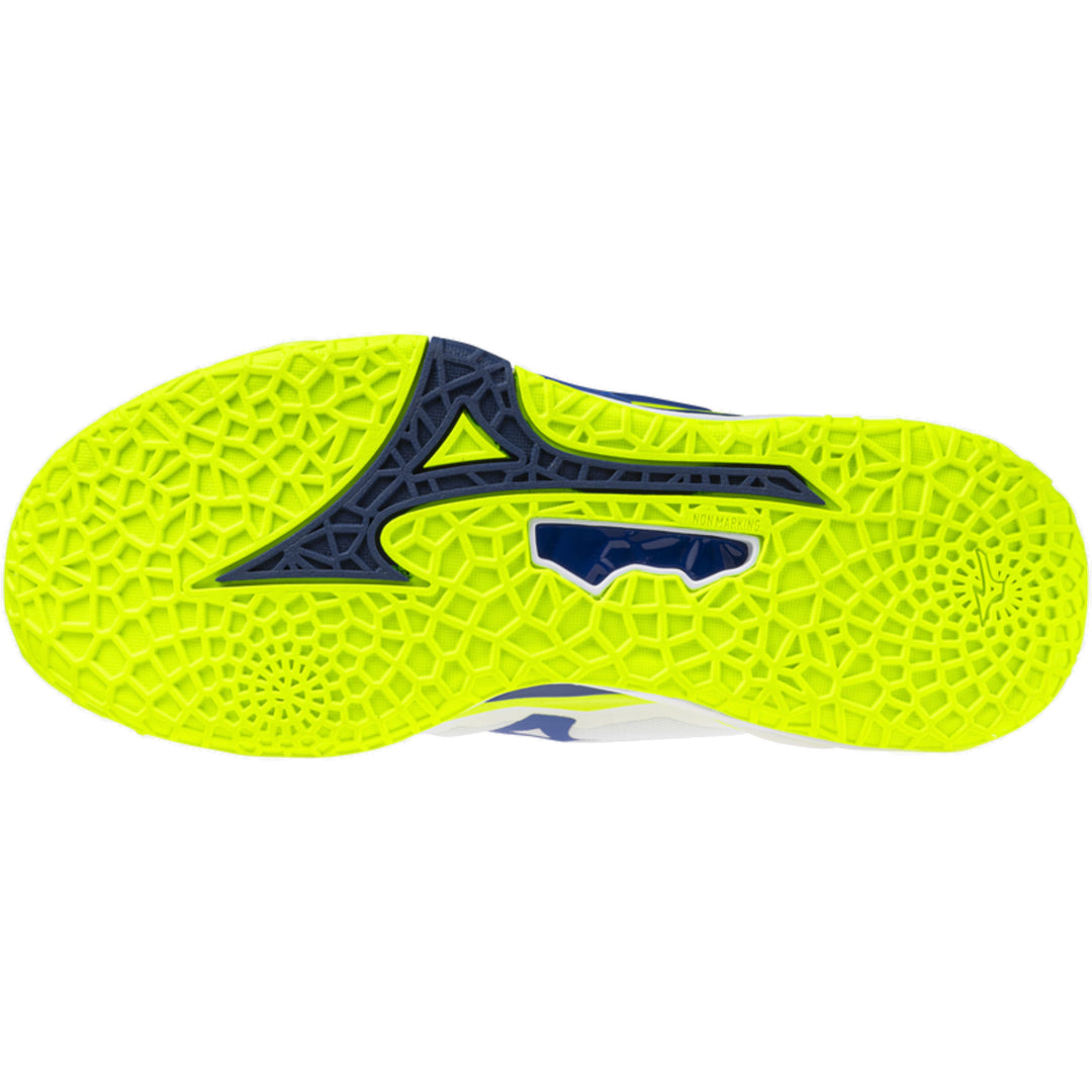 mizuno wave stealth neo 2 blanc jaune fluo bleu