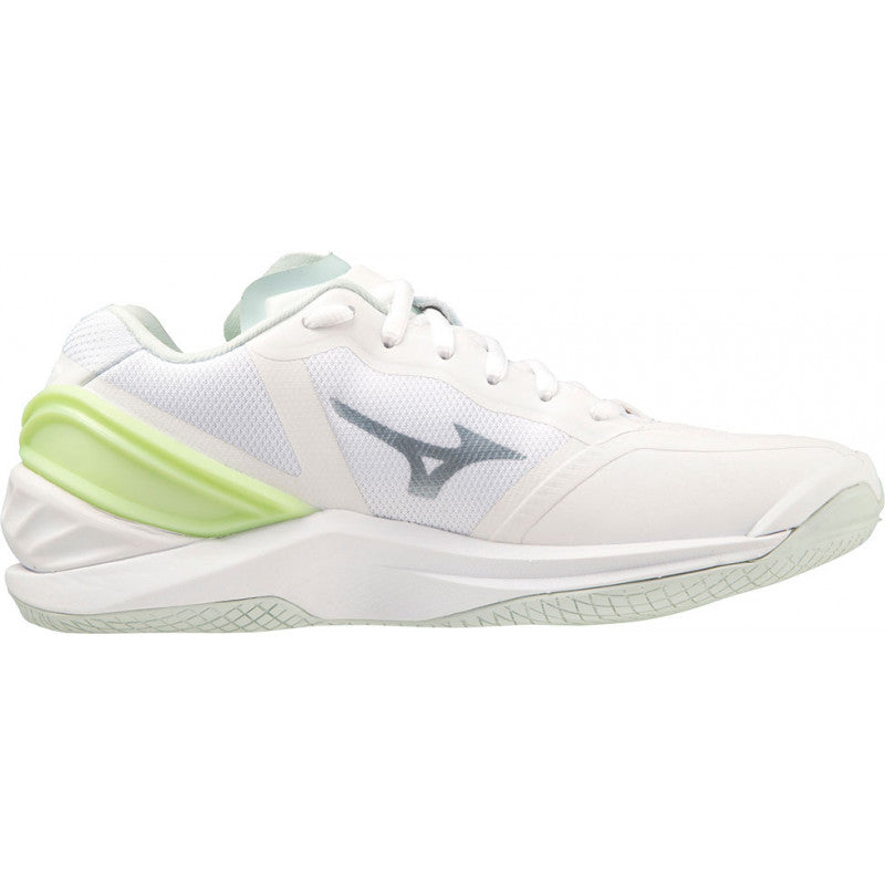 mizuno wave stealth neo femme blanc vert gris