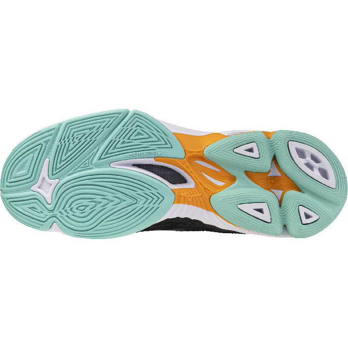 mizuno wave voltage 2 noir blanc orange vert