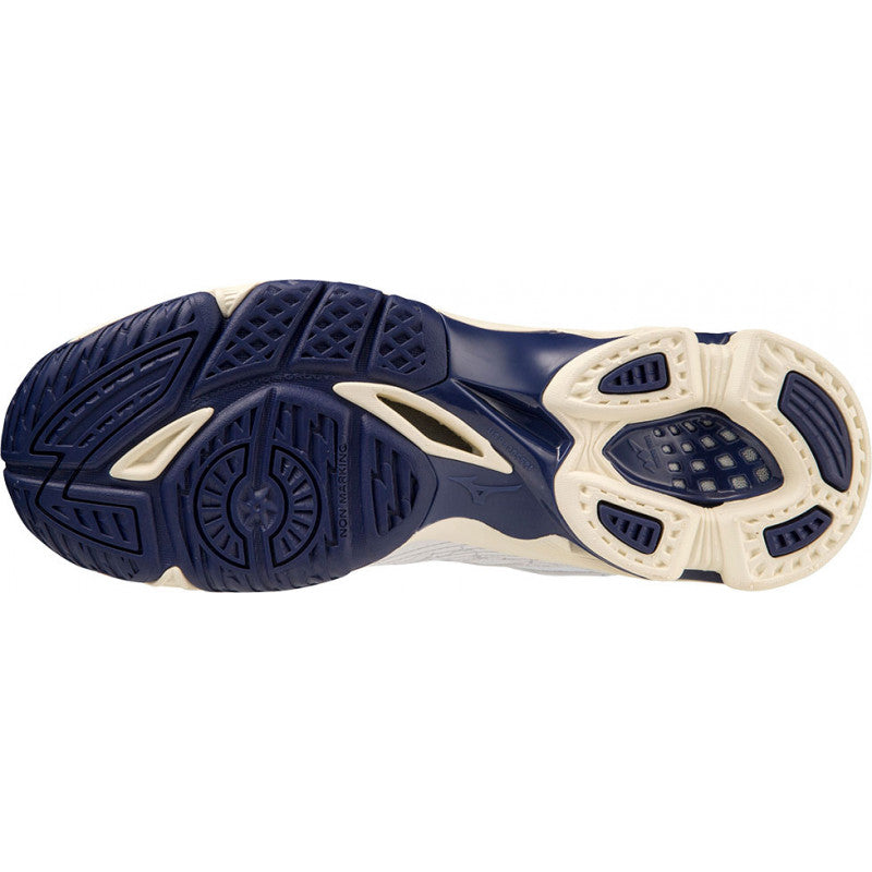 mizuno wave voltage blanc bleu jaune
