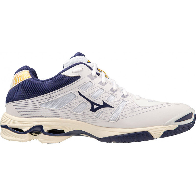 mizuno wave voltage blanc bleu jaune